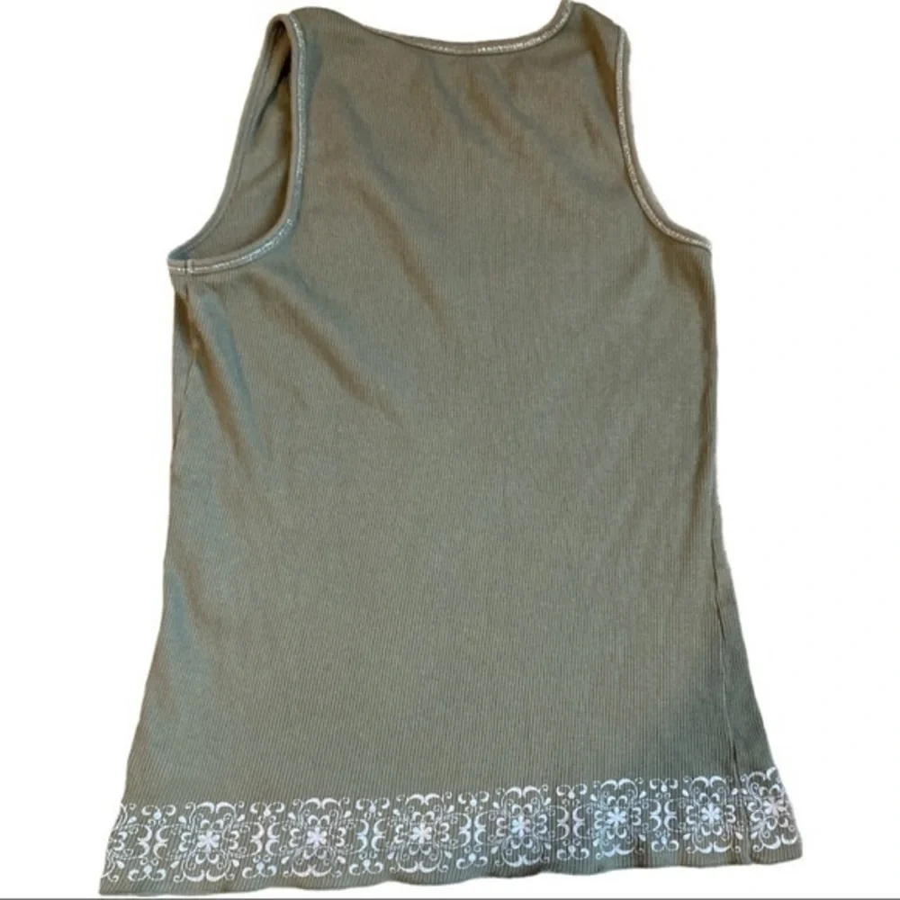 Justice Green tank with bling rhinestones silver